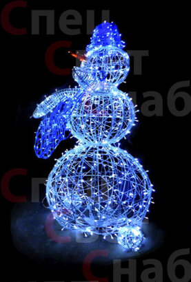 Световая фигура "Снеговик с гитарой". 1,6*0,9*0,85 м