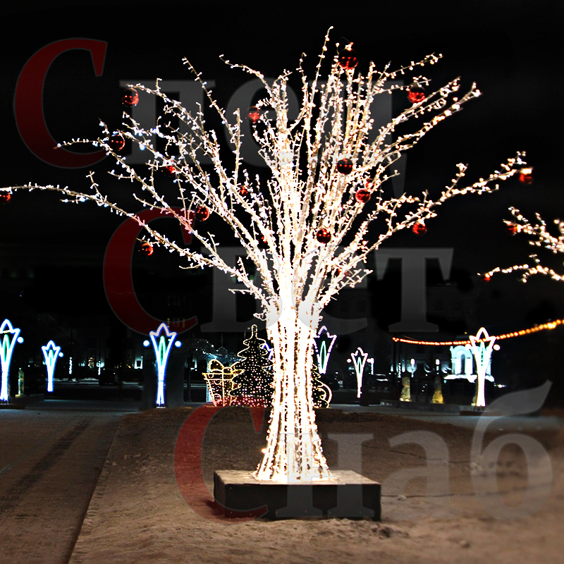 Светодиодная фигура Дерево, металлокаркас, теплое-белое свечение