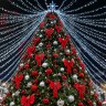 Украшения для уличных елок. Набор бантов для елки. Красный ПВХ 24 шт.