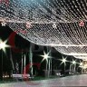 Новогоднее украшение для города. Гирлянда навес "Звездное небо" мерцающая. 40м на 20м. 133 нити. Белое свечение. IP 44