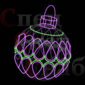 Светодиодная фигура "Елочный шар с узорами". Зелено-фиолетовый