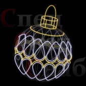 Светодиодная фигура "Елочный шар с узорами". Теплый-белый